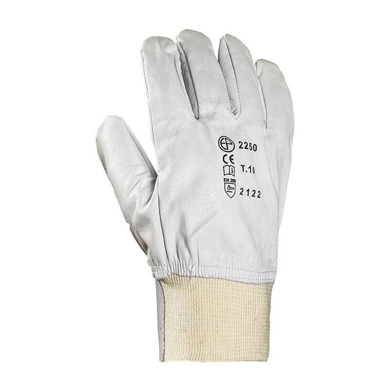 Image of Guanti protettivi in ​​pelle di capra Eurotechnique con protezione delle arterie 2250 (lotto di 10 paia di guanti) Bianco 7 - Bianco