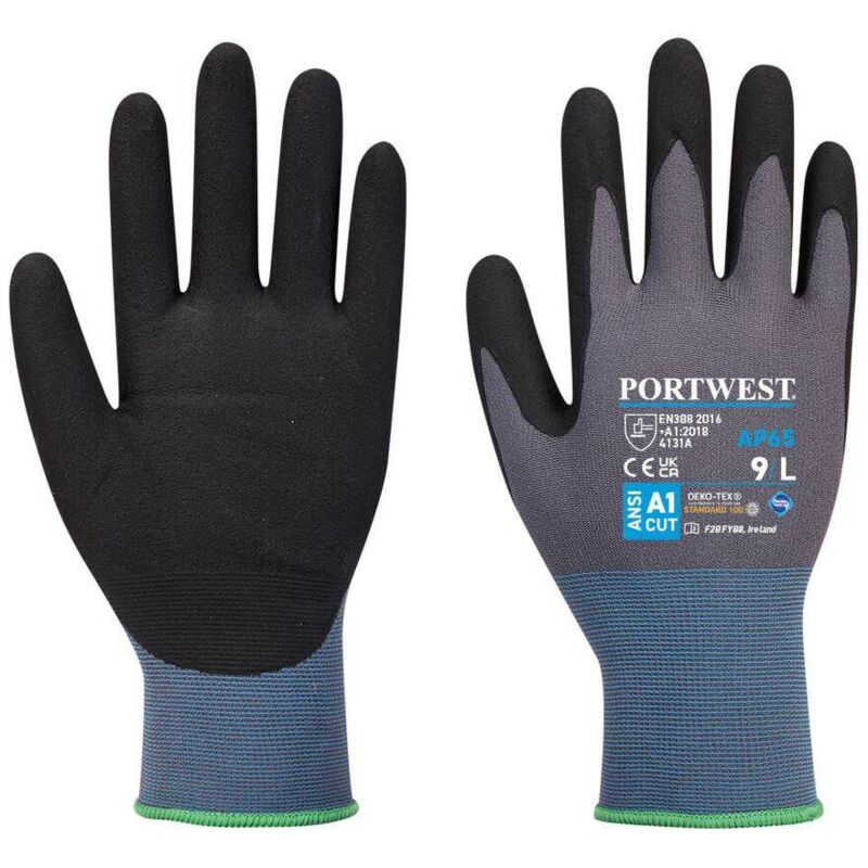 Image of Portwest - Guanti da lavoro npr Pro in schiuma di nitrile per abrasione Blu Grigio 6 - Blu Grigio