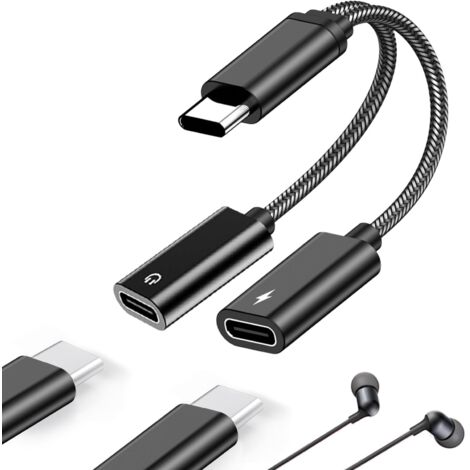 Dpzo – Adaptateur USB-C 2 en 1 pour casque et chargeur – Charge rapide jusqu'à 10W – Boîtier aluminium – Compatible Samsung Galaxy et Google Pixel - Note20