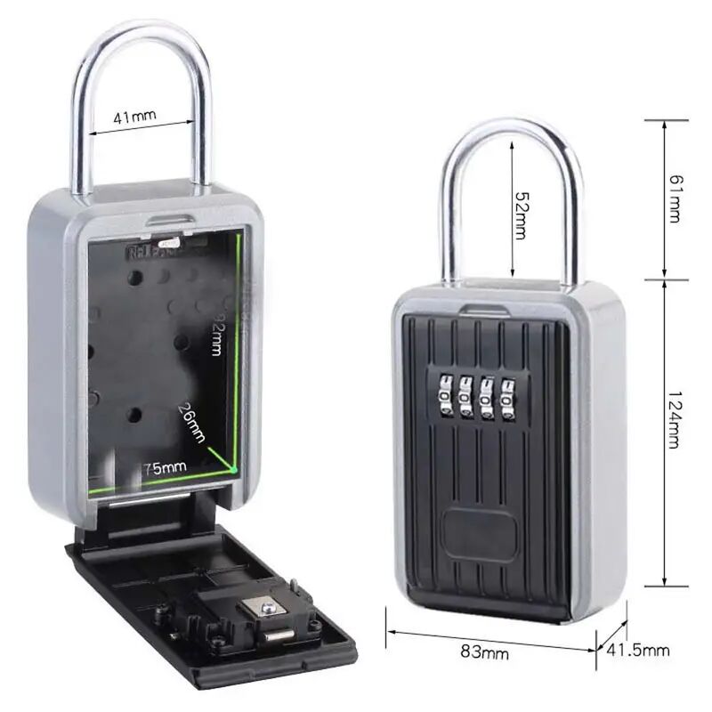 Boîte à clés avec crochet étanche antivol, boîte à clés avec mot de passe suspendue, boîte de verrouillage en métal, boîte de rangement extérieure