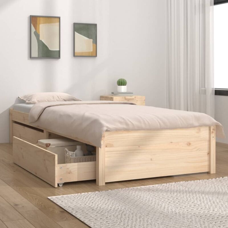 Cadre de lit sans matelas avec Rangement Style Contemporain, Assemblage Facile, 90x190 cm Marron - Dpzo