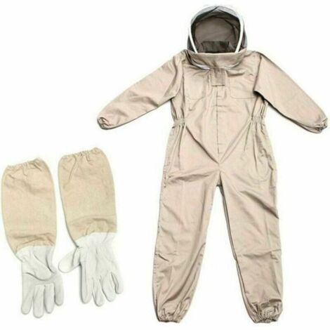 DPZO Combinaison d'apiculteur - Tenue professionnelle d'apiculture avec gants, vêtement à capuche de protection pour apiculteurs contre les guêpes, équipement anti-guêpes, Vêtements XL + Gants XL