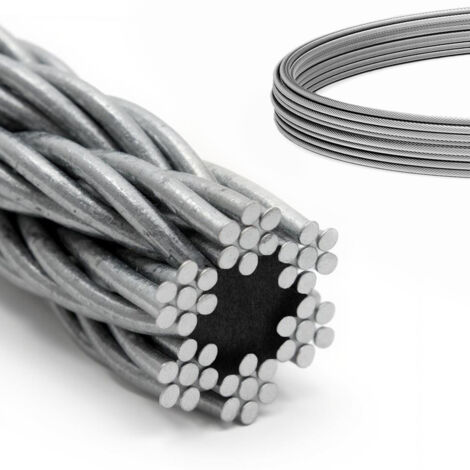 DQ-PP Câble acier galvanisé 6x7 2mm 10m treuil