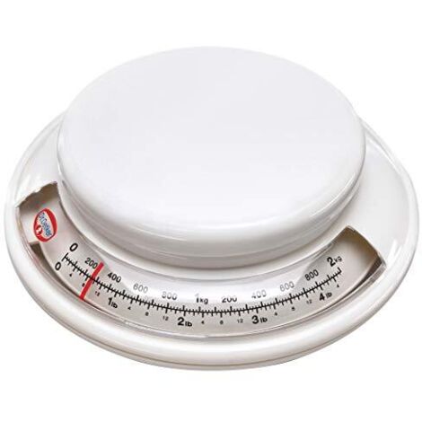 Dr. Oetker Baking Scales -Dr.Oetker analogica per Uso Domestico Ø17 cm, Bilancia per misurazione precisa (Colore: Bianco), quantità: 1 Pezzo