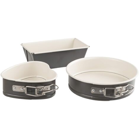 Dr. Oetker Set di mini stampi da forno EXCLUSIVE, con rivestimento antiaderente rinforzato in ceramica, per torte diverse e deliziose (colore: grigio-marrone/crema), quantità: set da 3 pezzi