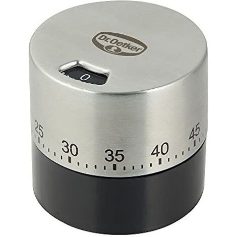 Dr. Oetker Timer Cucina in Acciaio Inox, Kitchen Aid, Timer Uovo/Cucina, Ø 6,5 cm, 1652