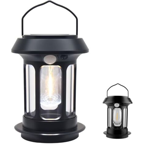 Draagbare LED-kampeerlamp, op zonne-energie werkende kampeerlamp, waterdichte kampeerlamp, USB-opladen, instelbare helderheid, voor verkenning, kamperen, vissen en noodgevallen.