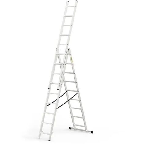 Drabest Aluminium-Haushaltsleiter 3-teilig, 150 kg 9 Stufen