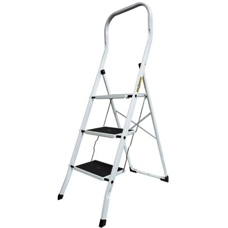 Drabest Premium Scaletta In Acciaio Per Casa E Ufficio – Portata Scala Domestica 150 Kg – 3 Gradini