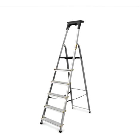 Drabest Scala Pro In Alluminio Con Ripiano, 6 Gradini, 150 Kg