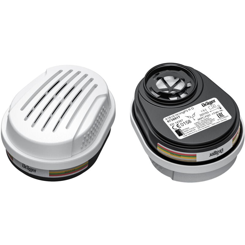 Dräger X-plore filtres A1B1E1K1 Hg P3 2 filtres à baïonnette compatible avec les masques Dräger X-plore 3300/3500/5500 Recharge pour masque de