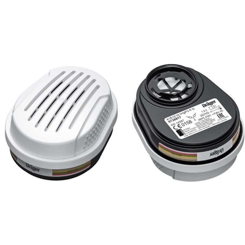 Dräger X-plore filtres A1B1E1K1 Hg P3 6 filtres à baïonnette compatible avec les masques Dräger X-plore 3300/3500/5500 Recharge pour masque de