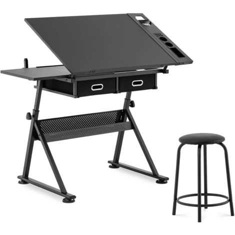 FROMM & STARCK Drafting Desk Drawing Desk + Stool Art Desk Tiltable Height-Adjustable 115x60cm