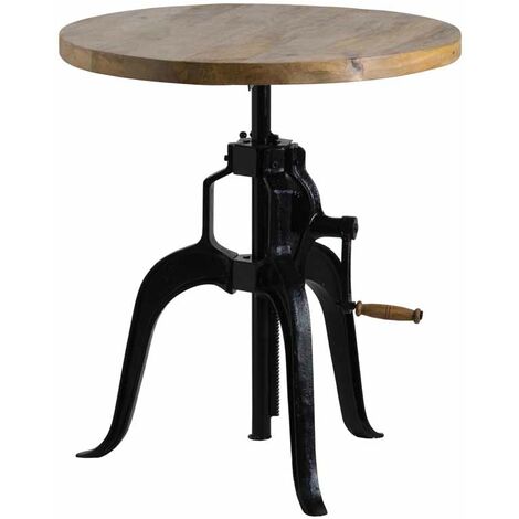 Draftsman Adjustable Bar Bistro Table - Metal/Wood - L70 x W70 x H108 cm - Black/Brown