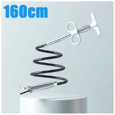 Draga de tubería de alcantarillado con forma de serpiente blanca de 160 cm, draga de resorte de cuatro garras, herramienta para drenaje de fregadero de cocina/baño