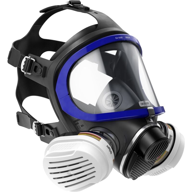 Dräger X-plore 5500 Masque de protection respiratoire complet avec filtres A1B1E1K1 Hg P3 r d remplaçables contre des gaz, des vapeurs et des