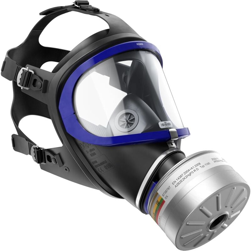 Dräger X-plore 6300 Masque intégral de protection complète avec un filtre A2B2E2K2 hg P3 r d de filetage Rd40, masque à gaz pour des travaux