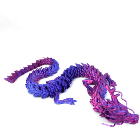 Drago di cristallo articolato da 45 cm stampato in 3D, ideale come giocattolo antistress o oggetto decorativo. Perfetto per la casa, l'ufficio e i collezionisti. - Viola