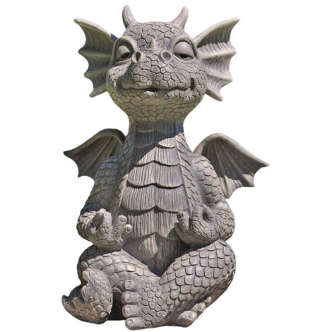 Dragon Jardin Statue Cour Dragon Sculpture Cour Dinosaure Sculpture Fenêtre Art Figurines Décor Ornements pour Patio Cour