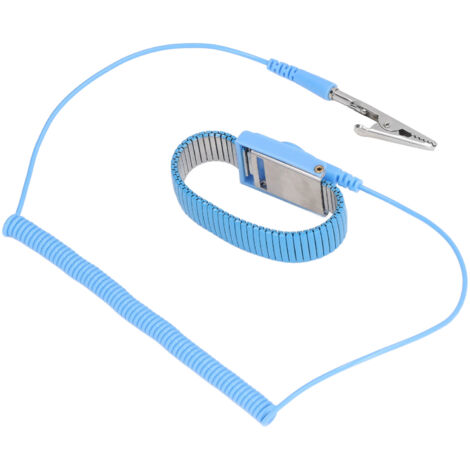 Dragonne antistatique ESD, bracelet métallique de mise à la terre, fil de 1.8m de Long pour atelier bleu