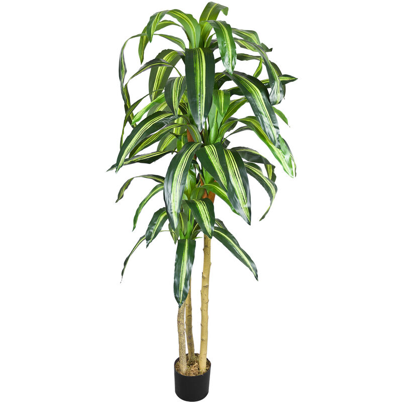 Decovego - Dragonnier Dracéna Plante Artificielle Artificiel Plastique avec Pot 180cm Bois Véritable