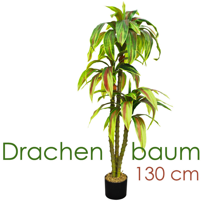 Decovego - Dragonnier Dracéna Plante Artificielle Artificiel Plastique avec Pot 130cm