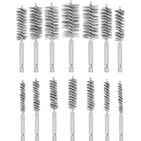 Drahtbohrbürsten-Set, 14-teiliges Edelstahl-Lochbürsten-Set, verschiedene Größen, Edelstahl-Reinigungsbürsten zum Entfernen von alter Farbe und Rost