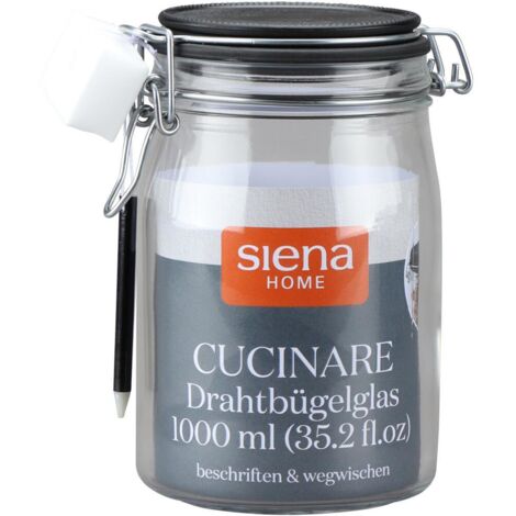 Drahtbügel-Glas "Cucinare" 1,0 l mit Stift & Schwamm