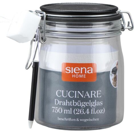 Drahtbügel-Glas "Cucinare" 750 ml mit Stift & Schwamm