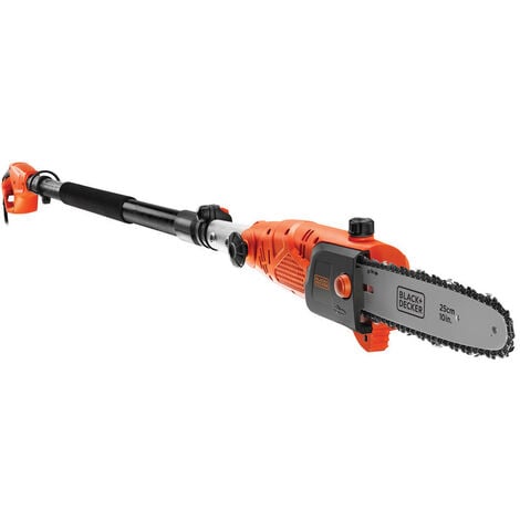 BLACK & DECKER Drahtgeführter Hochentaster - 800 W - Geschwindigkeit 11 m/s - Stiel von 1,74 m bis 2,44 m - Ast Ø = 17cm - 25 cm Schwert (PS7525-QS)