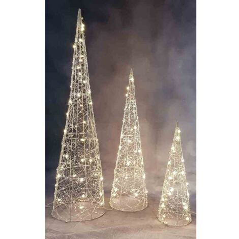 F-H-S INTERNATIONAL Drahtkegel-Set 3-teilig 90 LED 40/60/80 cm, mit Timerfunktion 6/18h