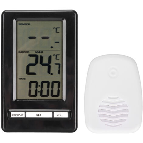 Drahtlose digitale Wetterstation – Elektronisches Innen-/Außenthermometer mit Uhr und Klimaanzeige