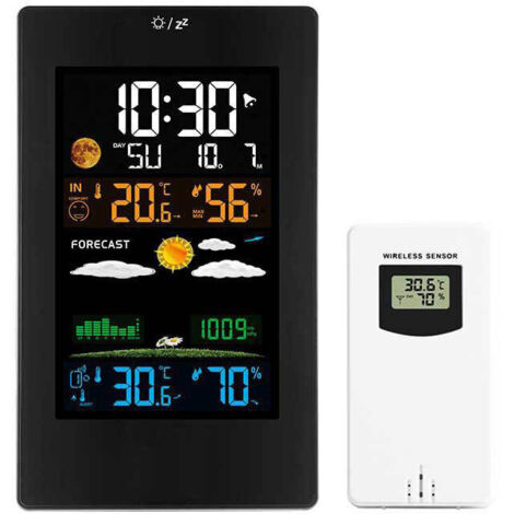Drahtlose Wetterstation, Innen-/Außenthermometer, Hygrometer, Barometer, Digitaluhr