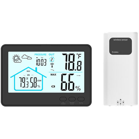 Drahtlose Wetterstation, Innen-/Außenthermometer, Hygrometer, Barometer mit LED-Sensor
