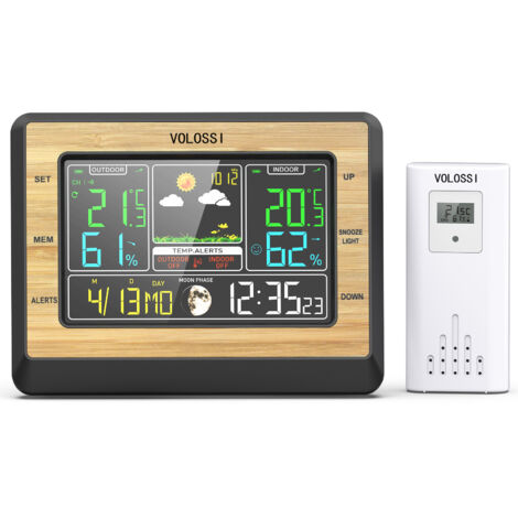 Drahtlose Wetterstation mit Außensensor, Innen-/Außenthermometer, Hygrometer und Barometer