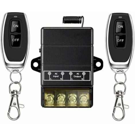 Drahtloser Relais-Schalter, 100 m (328 Fuß) 220 V/230 V/240 V/40 A Funk-Relais-RF-Schalter für Haushaltsgeräte, Pumpen, Deckenleuchten und Geräte (Fernschalter Schwarz)