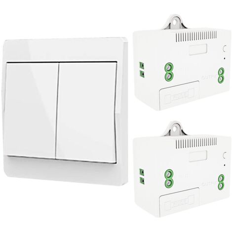 Drahtloser, selbstgenerierender Lichtschalter, Funkfrequenzsteuerung mit Relaisempfänger und Sicherung, batterieloser kinetischer Schalter (1-Wege-Set, 2 Tasten)