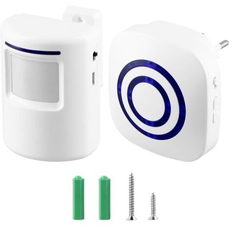 Drahtloses Türklingel-Set mit 1 Empfänger und 1 PIR-Bewegungsmelder, Besucheralarmsensor, Sicherheitsalarm mit 38 Melodien und 3 Lautstärkestufen