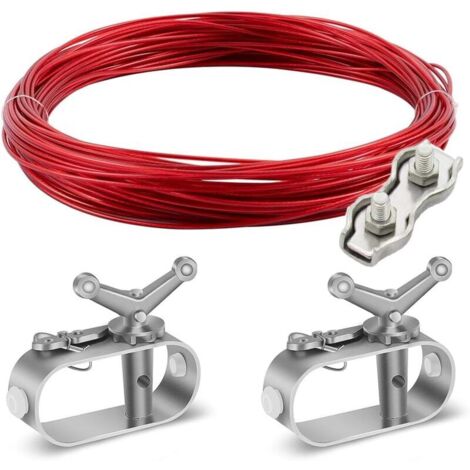 Drahtseilspanner mit ummanteltem Stahlseil, 2 Stahlseilspanner, für Winterschwimmbad, Spannseil für Schwimmbadabdeckung, Schwimmbadabdeckungsbefestigung, Durchmesser: 2 mm,