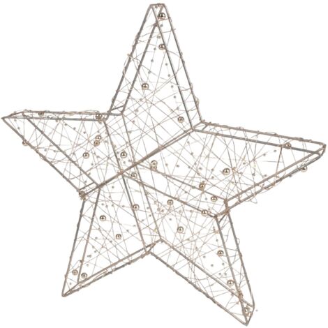 Drahtstern mit LED Beleuchtung H=33cm gold silber Weihnachtsdeko Weihnachtsstern - gold