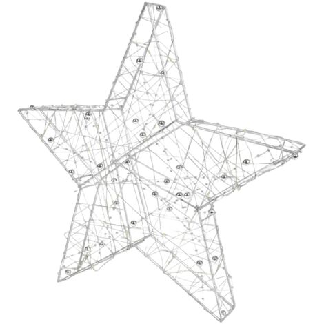 Drahtstern mit LED Beleuchtung H=33cm gold silber Weihnachtsdeko Weihnachtsstern - silber