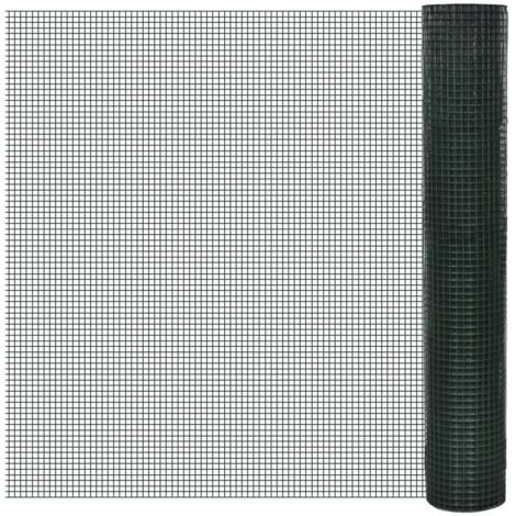 Drahtzaun für Hühner Verzinkt mit PVC-Beschichtung 10x1 m Grün