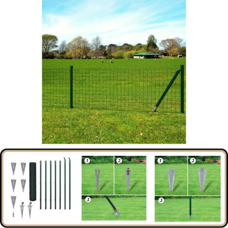 Drahtzaun Stahl 10x1,5 m Grün - Gartenzaun - Drahtzaun - Metallzaun - Stabiler Zaun - Einfacher Aufbau