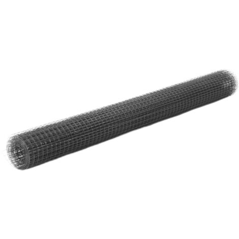 Drahtzaun Stahl mit PVC-Beschichtung 25x1,5 m Grau