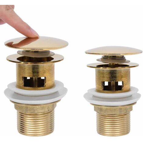 Drain à poussoir avec débordement Doré 6,4x6,4x9,1 cm CFW245037