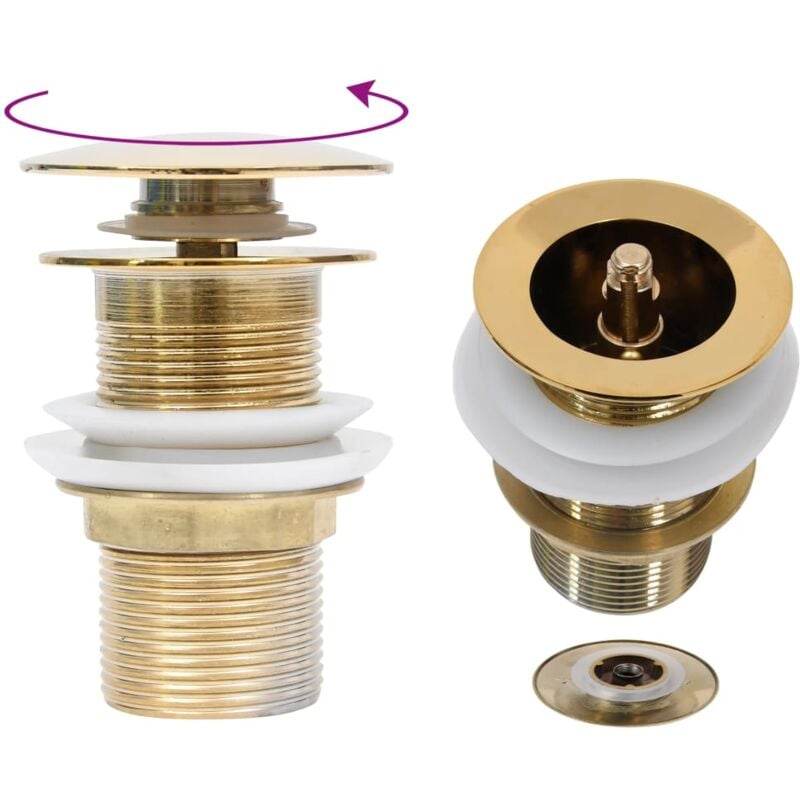 Vidaxl - Drain à poussoir sans débordement Doré 6,4x6,4x9,1 cm