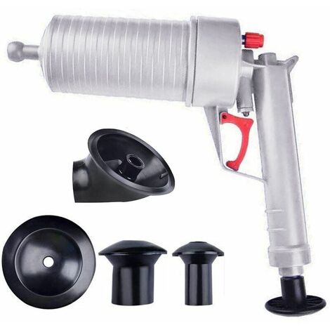 Drain Blaster Luftpumpe, Hochdruck-Toilettenkolben, Luftpumpe, Abflussentsperrer, Kolbenöffnung, Reinigungsset für Badewanne, WC, Badezimmer, Dusche, Küche, verstopfte Wanne, grau