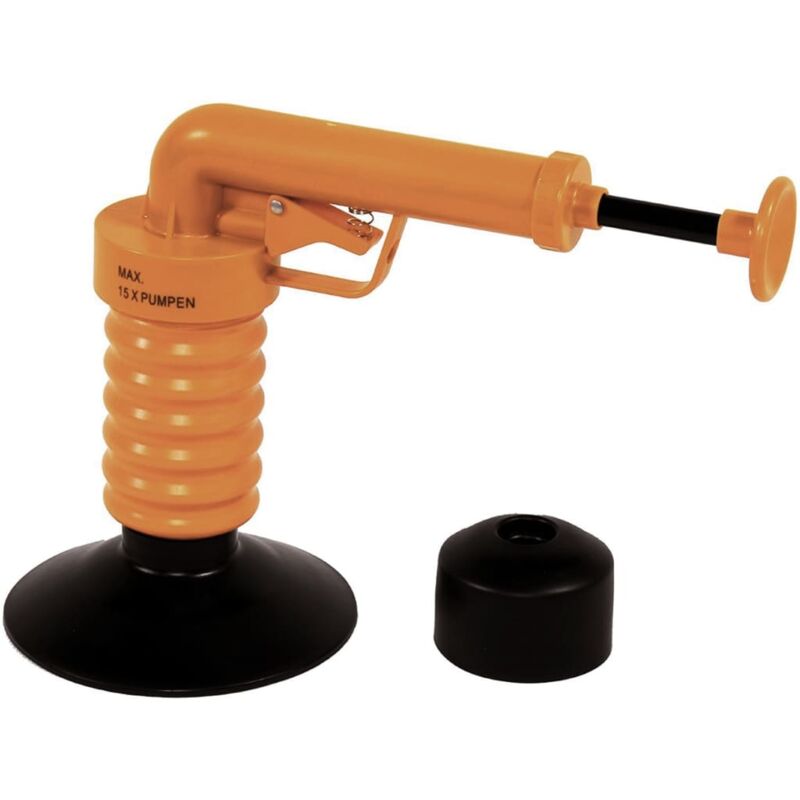 

Desatascador de desagües de mano naranja y negro - Drain Buster