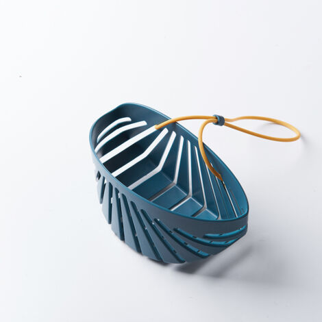 Drain cuisine drain Sponge rack - panier avec filtre de suspension réglable, rangement pour éponge et chiffon de nettoyage pour évier de cuisine salle de bains 2pcs (blanc, bleu)