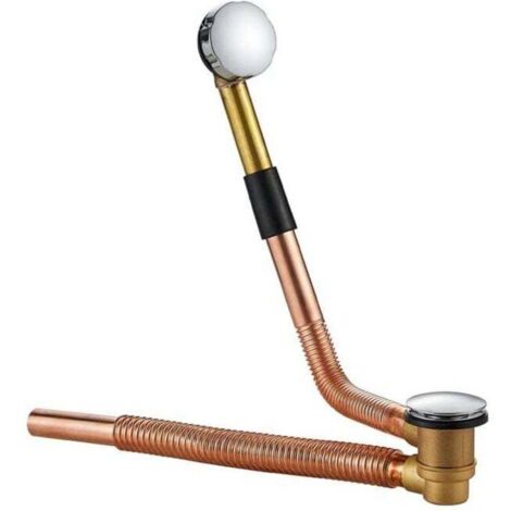 Drain de baignoire à câble complet avec siphon réglable, cuivre, régler et oublier